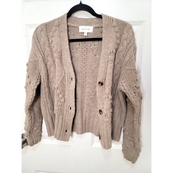 Dear John Sasha Women's Oatmeal Cable Knit Button Cardigan Sweater Size S - Picture 4 of 14